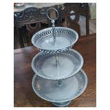 Tall, silver plated, tiered, serving piece, 23'