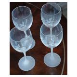 4 hummingbird, glasses frosted 8.25 inch tall.