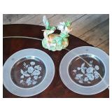 3 piece hummingbird, plates figurine.