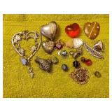 Bag of jewelry parts hearts fish more