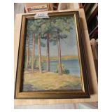 Camp painting Donald Ely 1937 13 x 18 on canvas