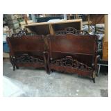 Pair Of French mahogany twin beds headboard and