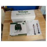 Dept 56 lights and trees, 3 pieces boxed.