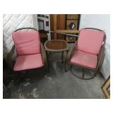 2 patio chairs and table.