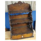 Antique shelf with drawers 1800s 13.5 x19.5 tall.