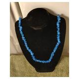 Blue Stone nugget necklace, 28 inch, very nice