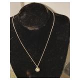 Sterling necklace with pearl 18 inches 3.5 grams