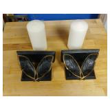 2 small Vtg chalkware, shelves and candles.
