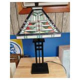 Leaded glass square lamp 25 inch tall 11.5 wide