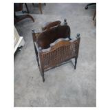 Antique magazine rack damage, stretcher and leg
