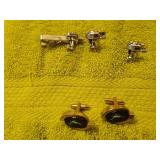 Boat motor cufflink Tieclasps set and fish.