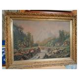 1800s oil on canvas painting 36 x 26 no signature