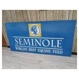 Vtg 8' metal seminole feed Sign 50 inches, tall,