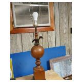 Wooden lamp with metal Eagle 36 inches tall.