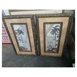 Pair, a framed Palm tree art 18 x 31.