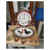 Clock, glasses, bowl and platter cracked.