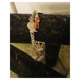Sterling silver charm, bracelet, 14 charms,1.3