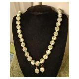 necklace painted glass beads and earrings 24'