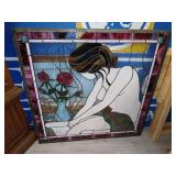 Signd McIntyre studio leaded glass nude window