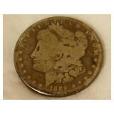 1889-S Morgan silver dollar.