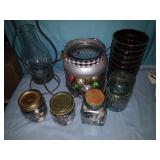 Jars with buttons, candle holders more