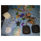 BAG of nautical fish buoys, shark sand dollar