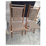 Pair mid-century modern rustic  bamboo chairs.