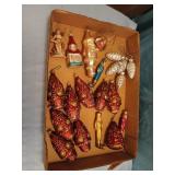 Box of Christmas ornaments.