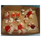 Box of Christmas ornaments.