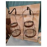 2 display wood wall hangers with blass 24' tall