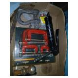 Box lot clamps, grease gun tape measure more.