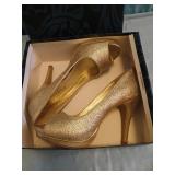 Rampage sz 9m womens heels shoes gold