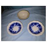 2 Gefle porcelain flow blue Sweden Vine bowls