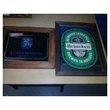 2 beer mirrors Heineken lowenbrau