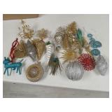 Box of Christmas ornaments.