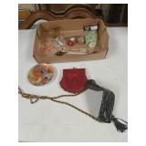 Box beaded purse thermometer clock more.