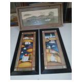 3 pieces of art, country and nautical