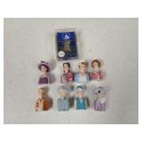 8 1980s, Avon, bust, thimbles, ladies.