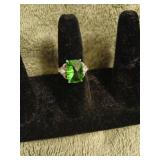 Size 8 Sterling  ring green stone 4 grams