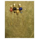 Five hat pins very nice glass beads