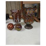 3 decorator pieces of glass one needs work needs