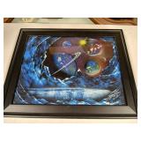 Outer space airbrush spray paint signed 21.5 x