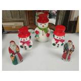 Five pieces 4 candkes in one pocelain snowman