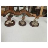 3 Bald Eagles with wood base stands
