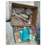 2 boxes , glass , crystal napkin rings and more