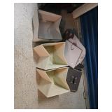 4 hanging racks shelves and clothes boxes