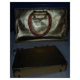 gold metallic tortoise Bakelite handle purse