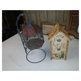 2 Birdhouses, one wood, 1 metal.