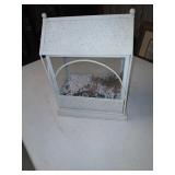Metal and glass terrarium, 11 x 14 inches.