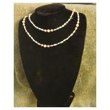 Freshwater pearl necklace, 34 inches and another